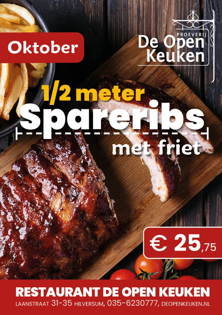 Halve meter spare ribs restaurant de open keuken hilversum